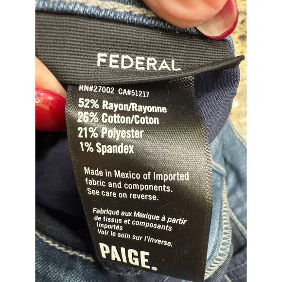 Paige Men’s 32 PAIGE Mens FEDERAL Blue Slim Straight Jeans Preppy 32 - Picture 5 of 5